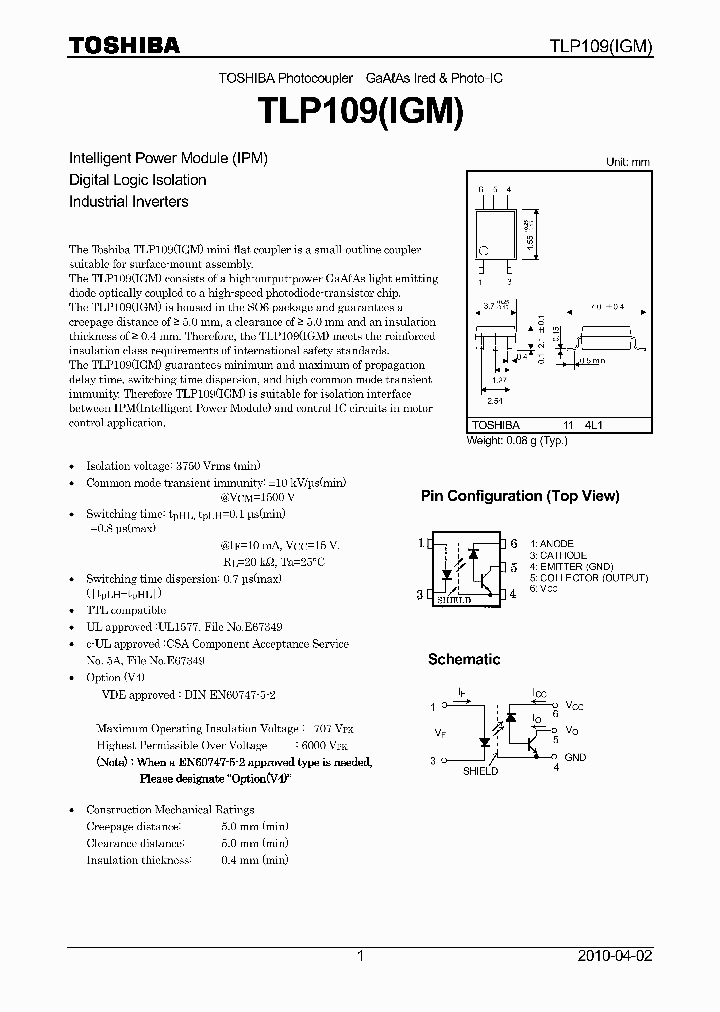 TLP109IGM-TPL_3833801.PDF Datasheet