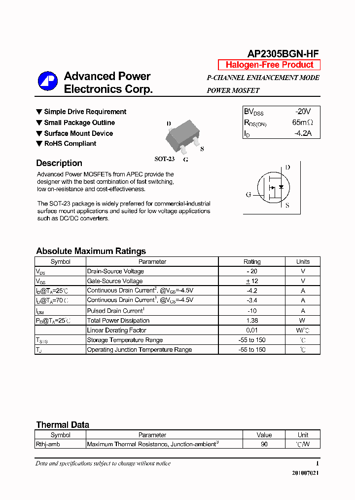 AP2305BGN-HF_3835001.PDF Datasheet