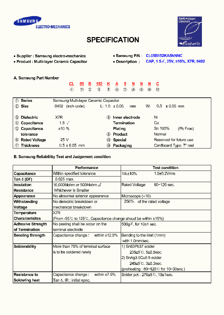 CL05B152KA5NNNC_3829594.PDF Datasheet