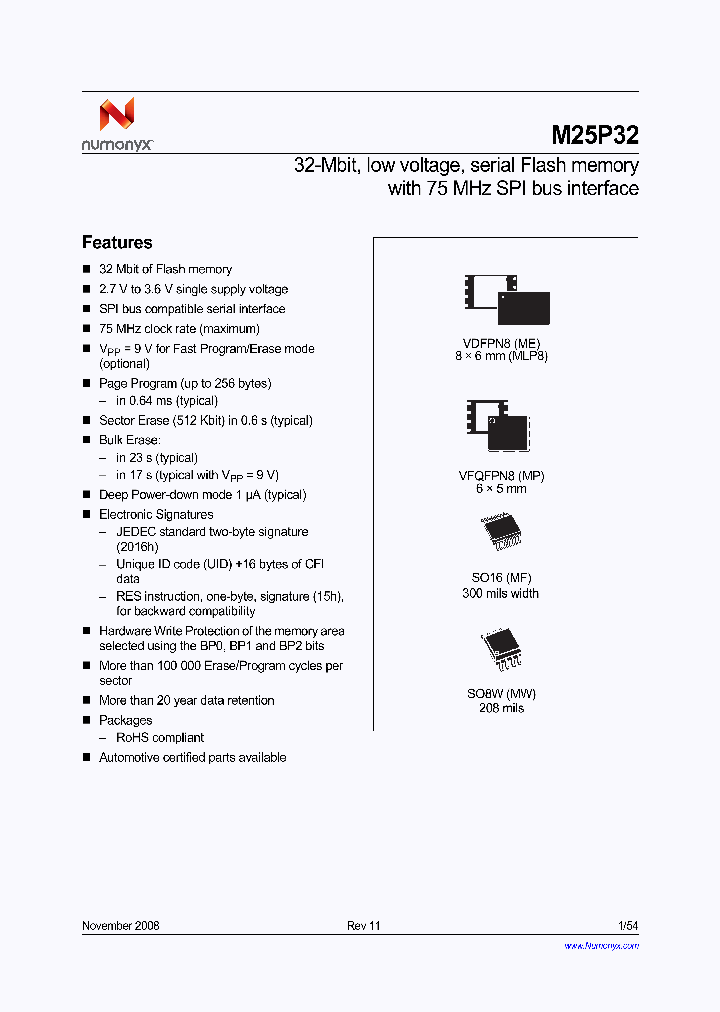 M25P32-VMP6TGB_3833093.PDF Datasheet