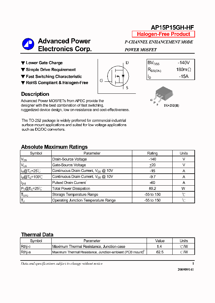 AP15P15GH-HF_3834995.PDF Datasheet