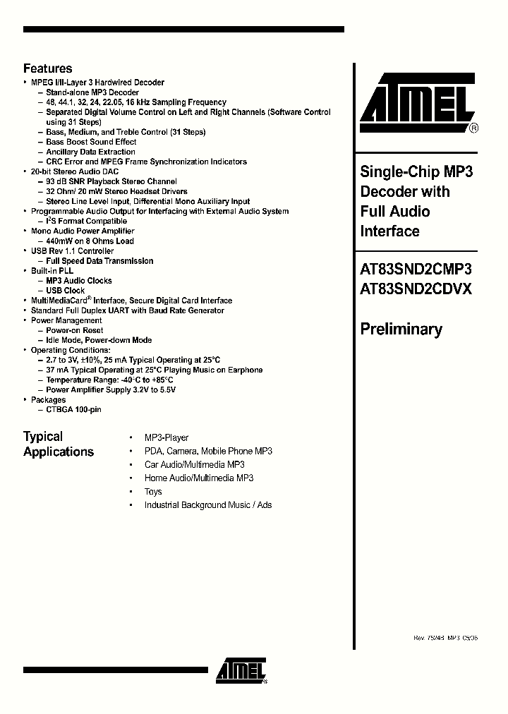 AT83SND2MP3-7FRUL_3835656.PDF Datasheet