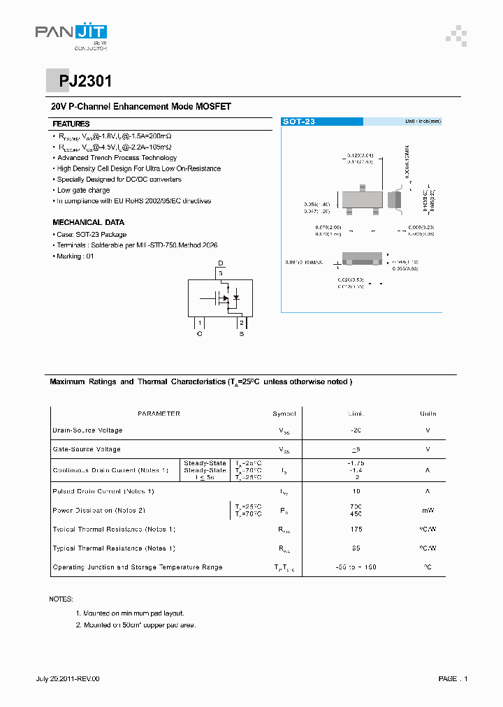 PJ2301TR7_3835626.PDF Datasheet
