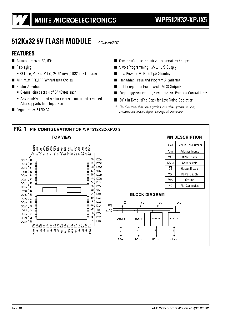 WPF512K32-90PJI5_3835273.PDF Datasheet
