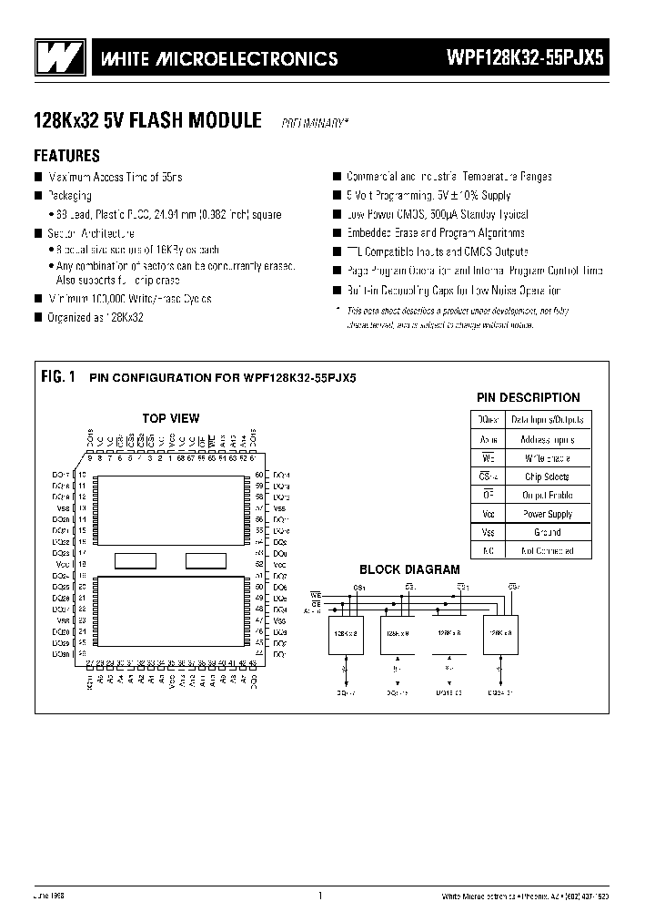 WPF128K32-55PJI5_3835271.PDF Datasheet