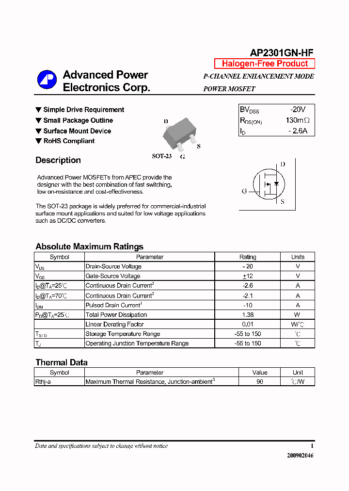 AP2301GN-HF_3834999.PDF Datasheet