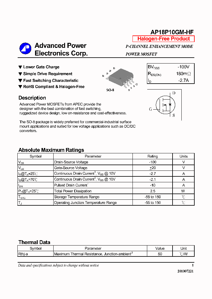 AP18P10GM-HF_3834997.PDF Datasheet