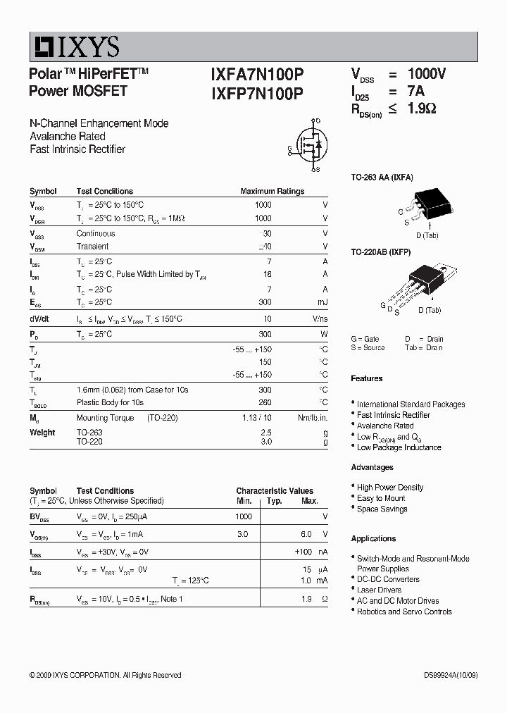 IXFP7N100P_4086814.PDF Datasheet