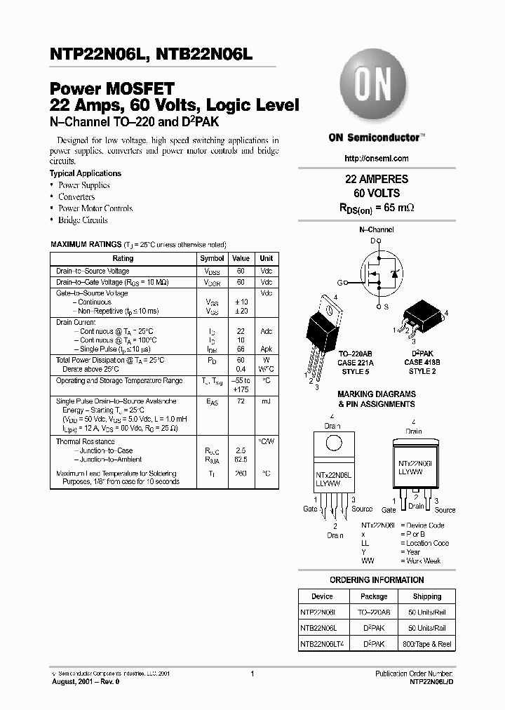 NTP22N06L_3846528.PDF Datasheet