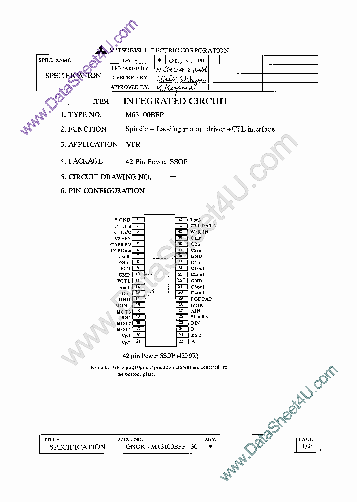 M63100BFP_4088256.PDF Datasheet