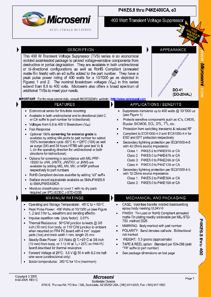 MAP4KE91E3TR_3850769.PDF Datasheet