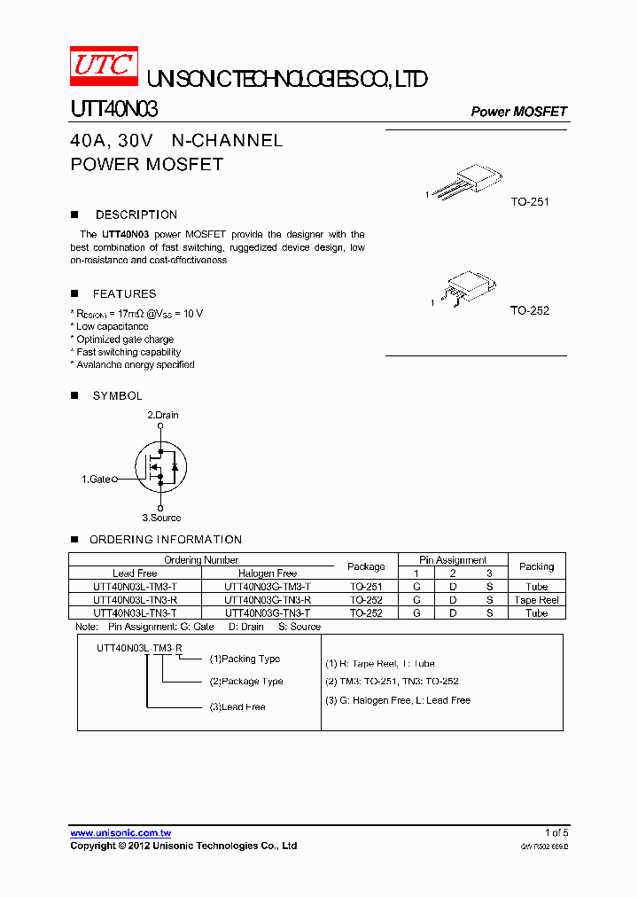 UTT40N03_4098016.PDF Datasheet