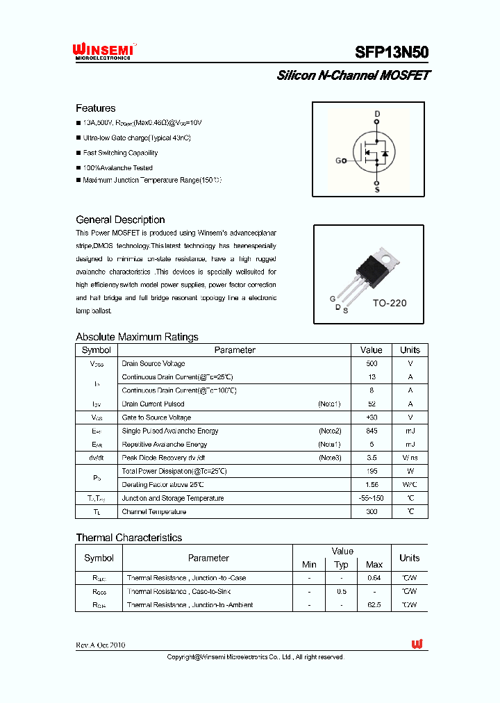 SFP13N50_4101384.PDF Datasheet