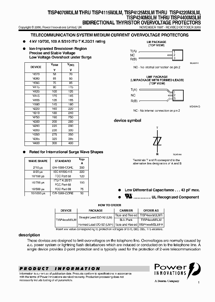 TISP4070M3LMR_3853543.PDF Datasheet