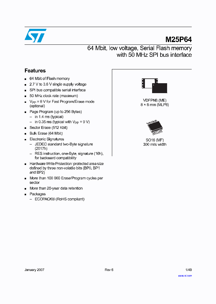 M25P64-VME6TG_3854676.PDF Datasheet