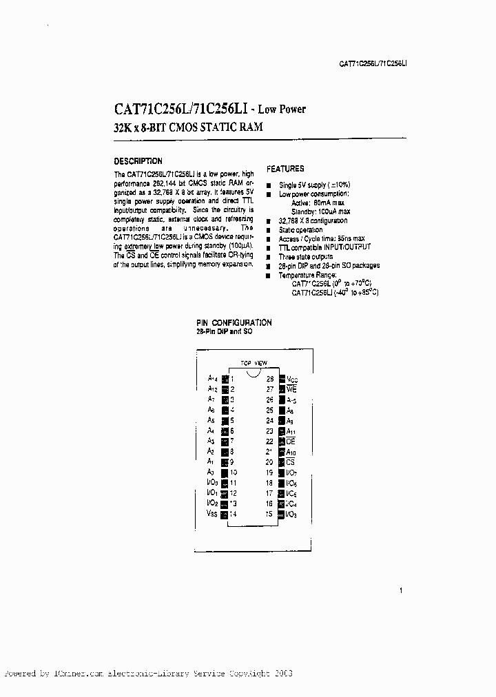 CAT71C256LKI-85_3855423.PDF Datasheet