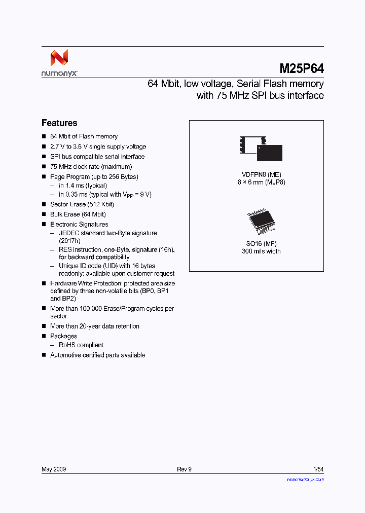 M25P64-VME3TPBA_3855890.PDF Datasheet