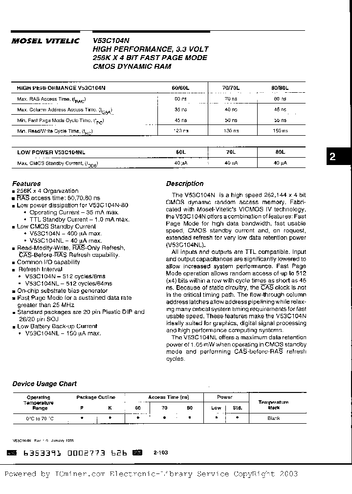V53C104NP60_3856138.PDF Datasheet