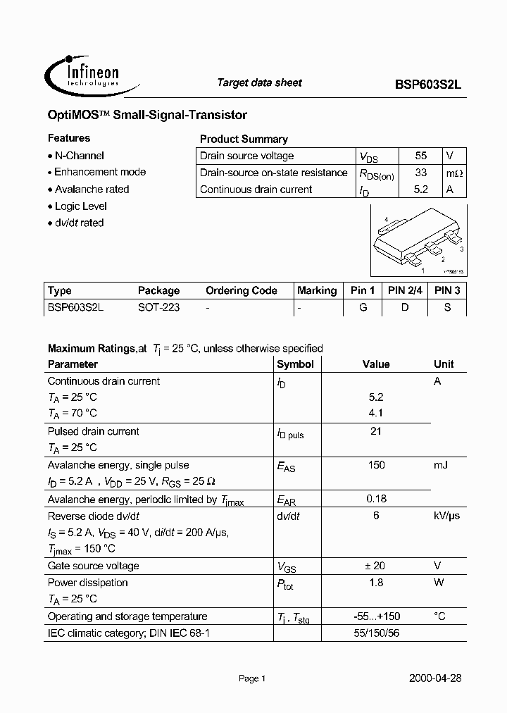 BSP603S2L_3853770.PDF Datasheet