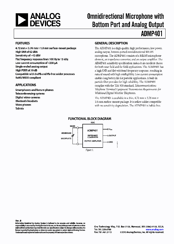 ADMP401ACEZ-RL_3853574.PDF Datasheet