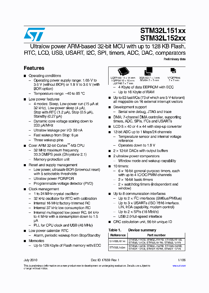 STM32L151C8T6TR_3859308.PDF Datasheet