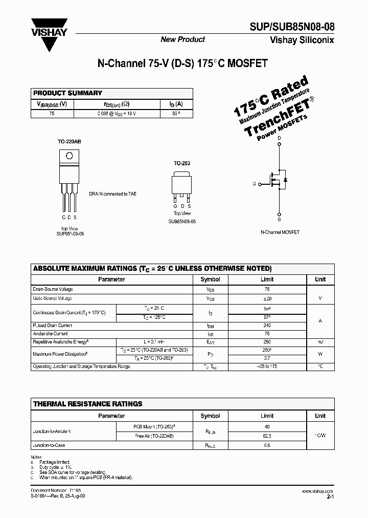 SUP85N08-08-E3_3859635.PDF Datasheet
