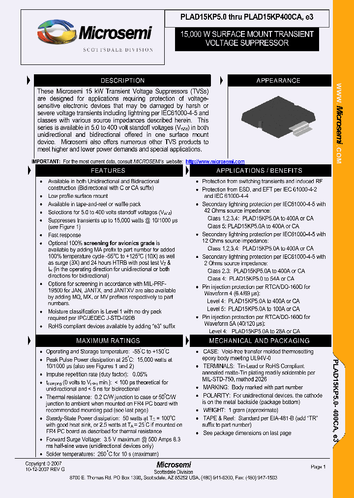 MXPLAD15KP85ATRE3_3860546.PDF Datasheet