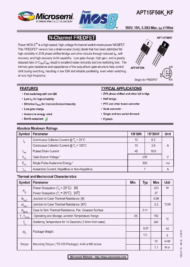 APT15F50KKF_4105505.PDF Datasheet