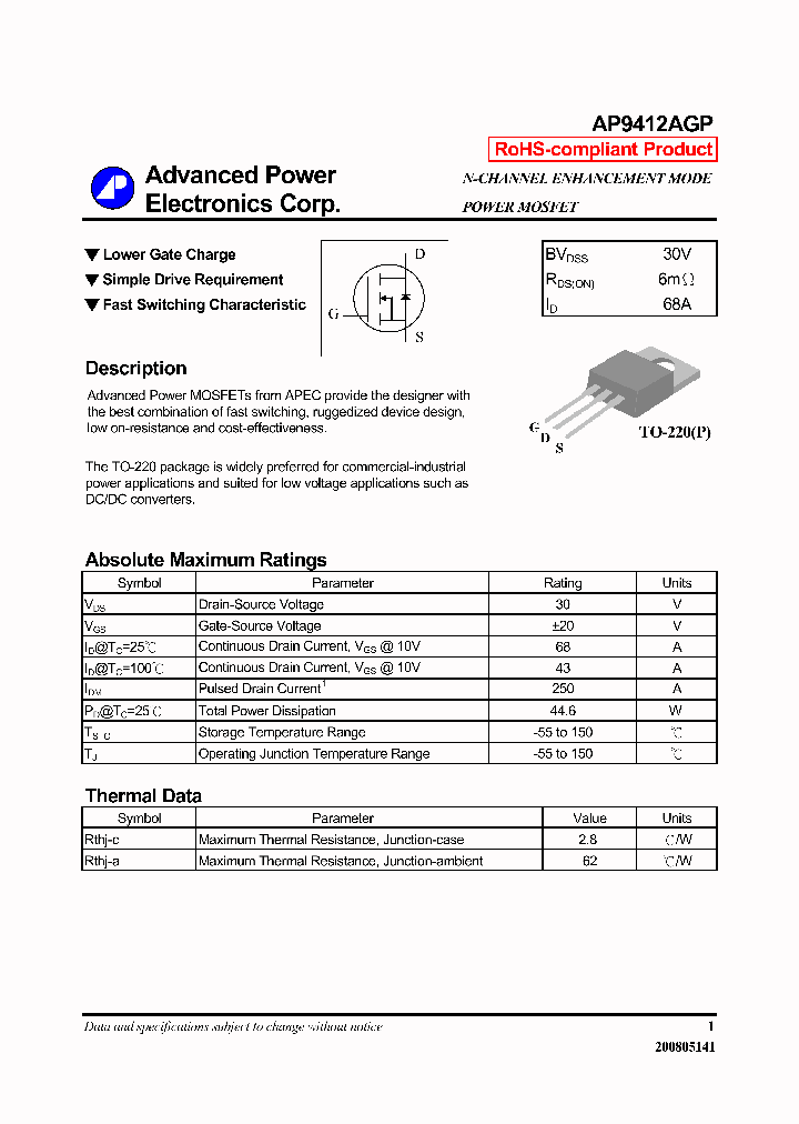 AP9412AGP_3861530.PDF Datasheet