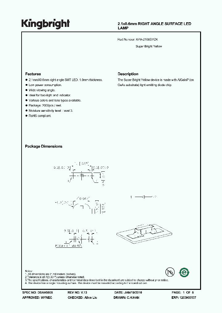 KPA-2106SYCK_3863408.PDF Datasheet