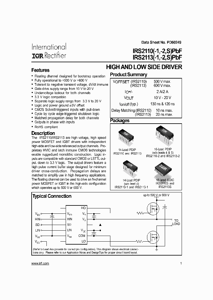 IRS2113-1PBF_3864943.PDF Datasheet