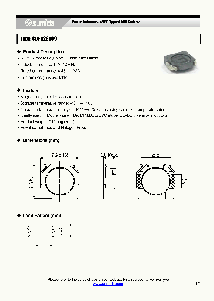 CDRH26D09NP-6R8PC_3865872.PDF Datasheet