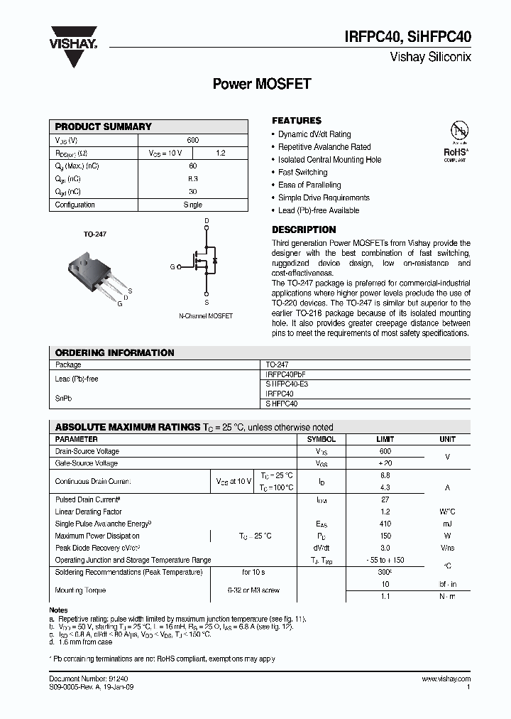 IRFPC40-205PBF_3872598.PDF Datasheet