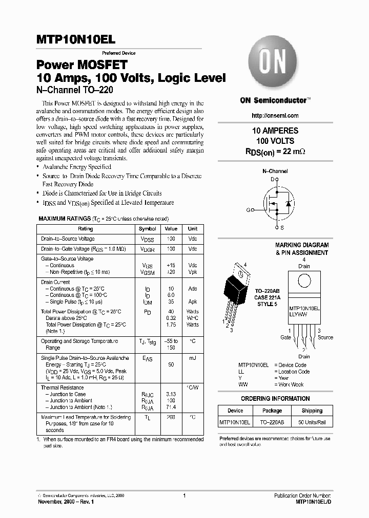 MTP10N10EL-D_4114110.PDF Datasheet
