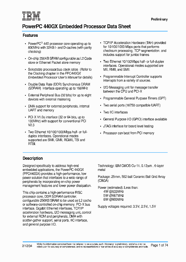 IBM25PPC440GX-3CB800C_3872146.PDF Datasheet
