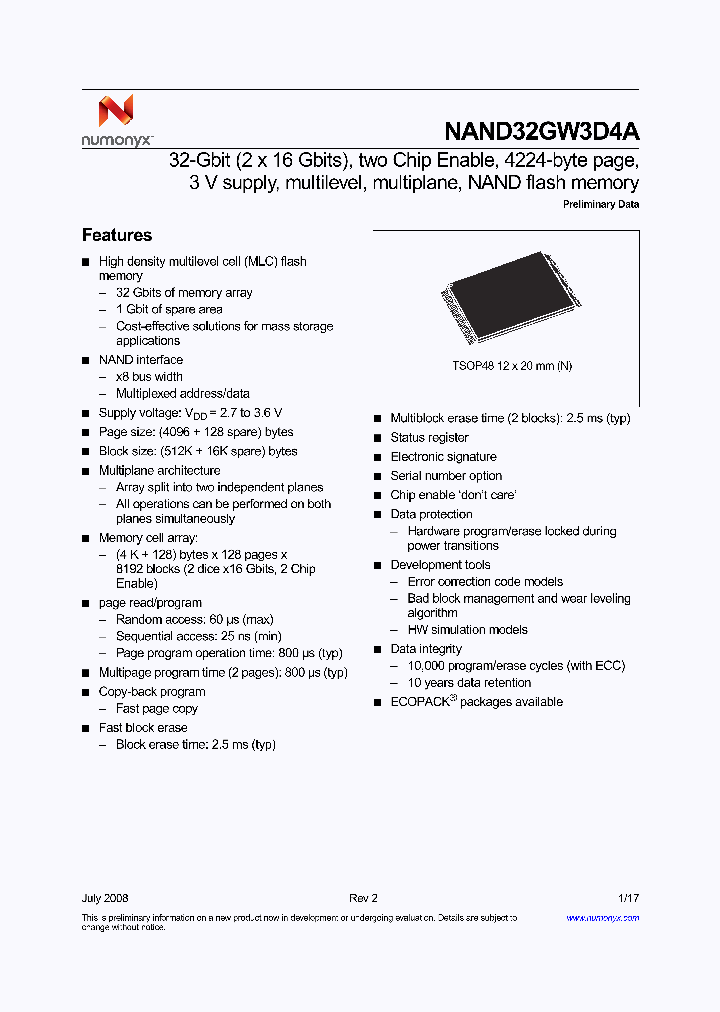 NAND32GW3D4AN1F_3877130.PDF Datasheet