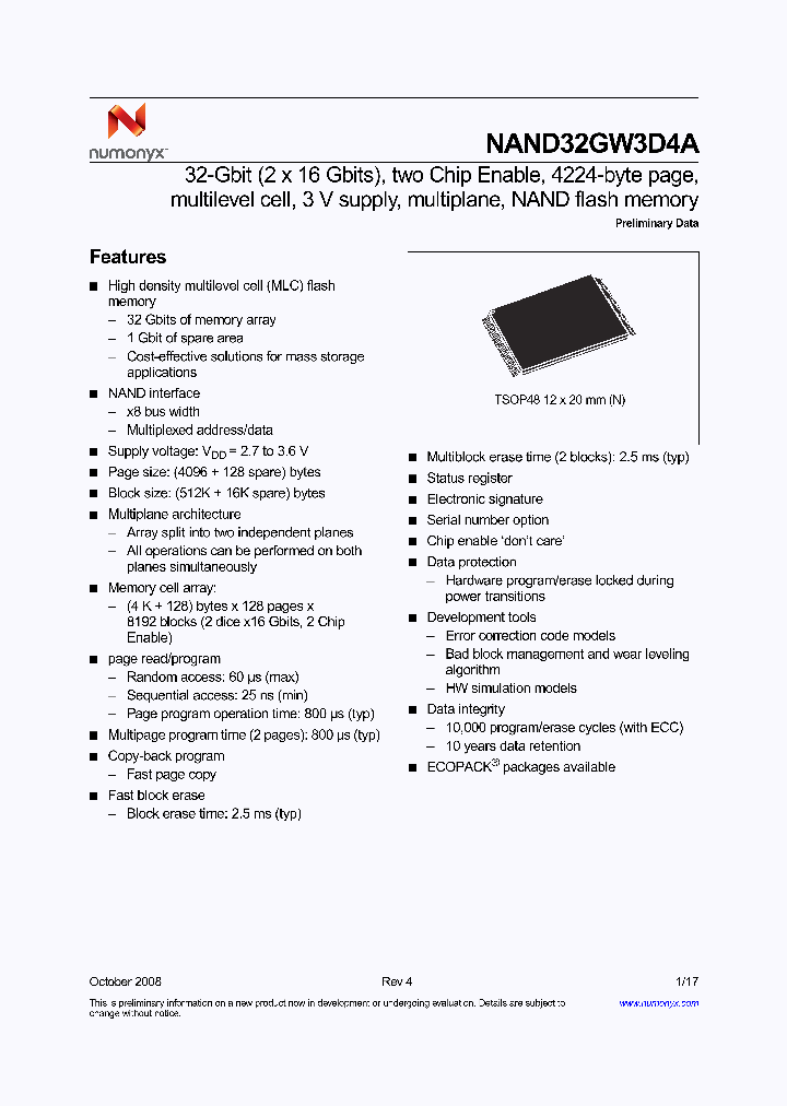 NAND32GW3D4AN6F_3877132.PDF Datasheet