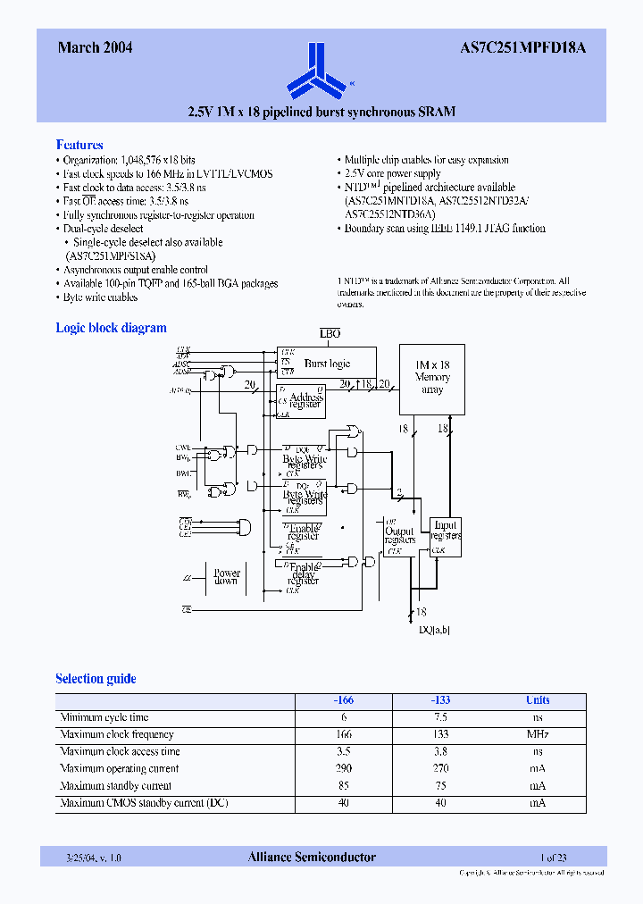 AS7C251MPFD18A-133BC_3879881.PDF Datasheet