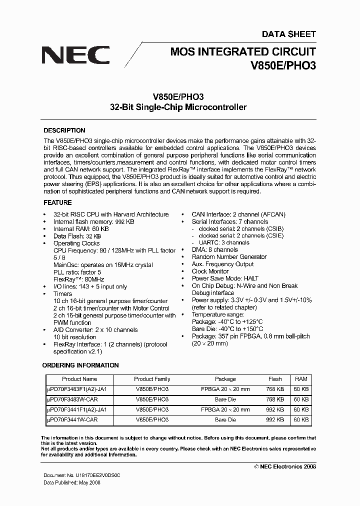 UPD70F3483W-CAR_3875445.PDF Datasheet