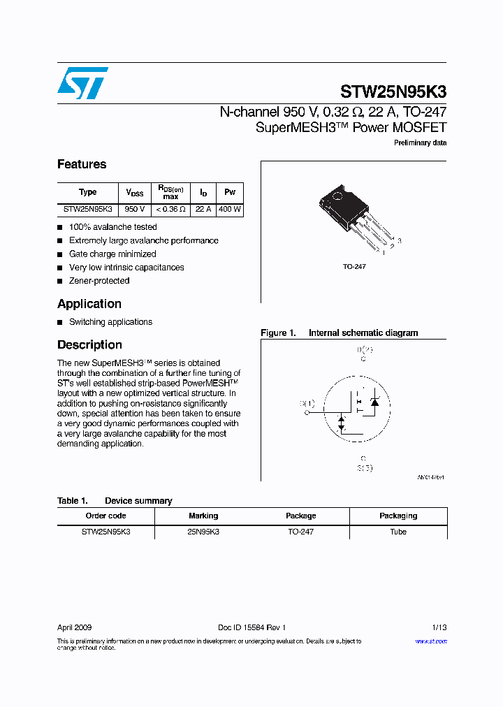 STW25N95K3_3881177.PDF Datasheet