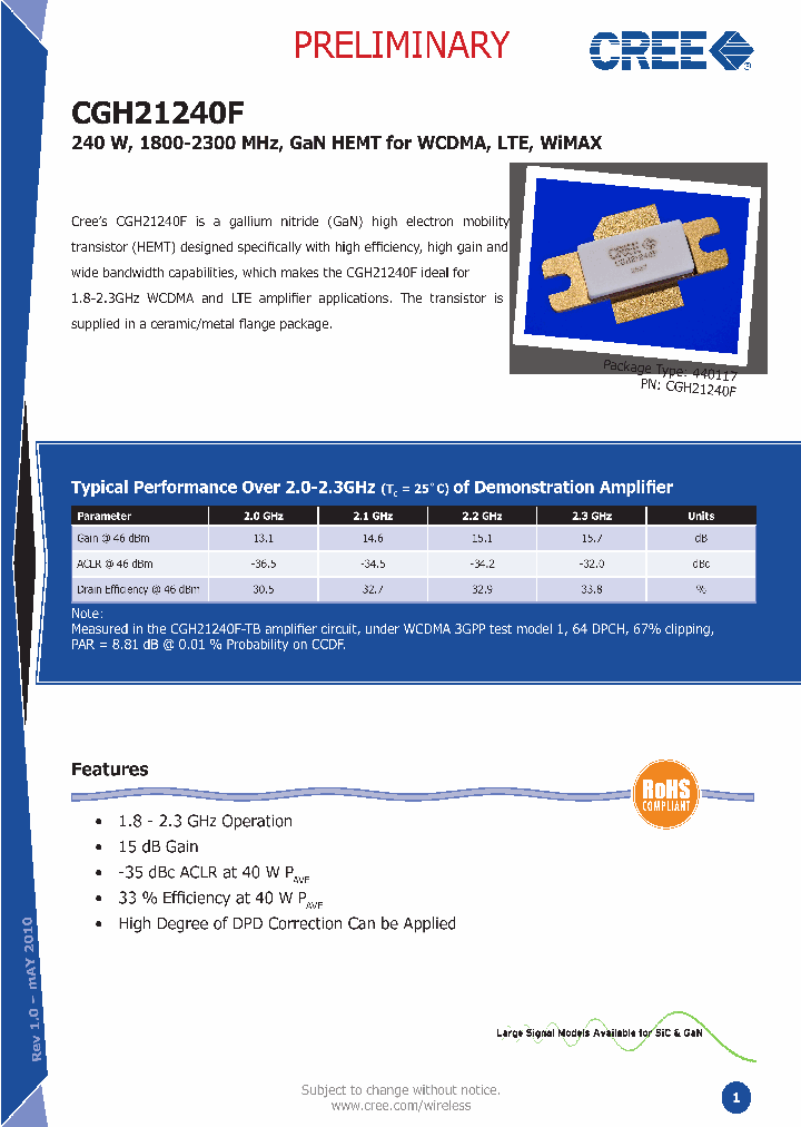 CGH21240F_3886114.PDF Datasheet