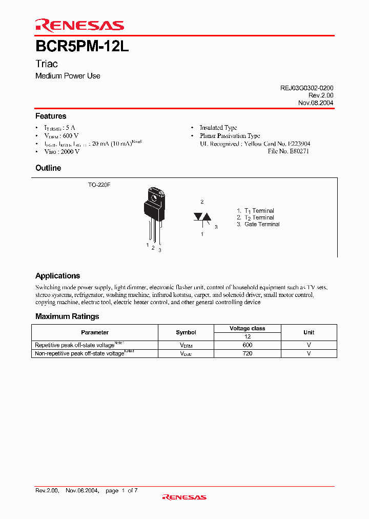 BCR5PM-12LA-A8_3886059.PDF Datasheet