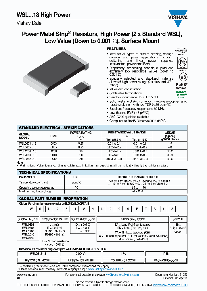 WSL2010R0330FEA18_3886916.PDF Datasheet