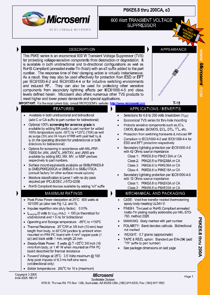 MSPP6KE82E3TR_3888795.PDF Datasheet