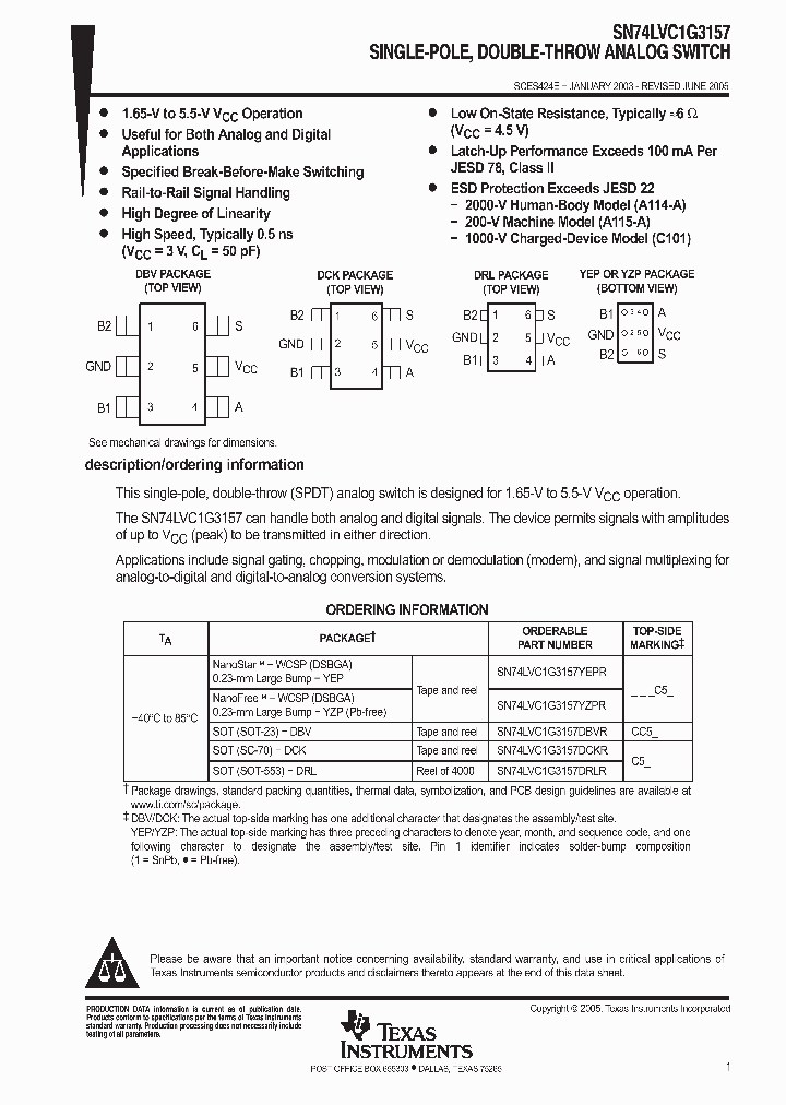 SN74LVC1G3157YEPR_3891402.PDF Datasheet