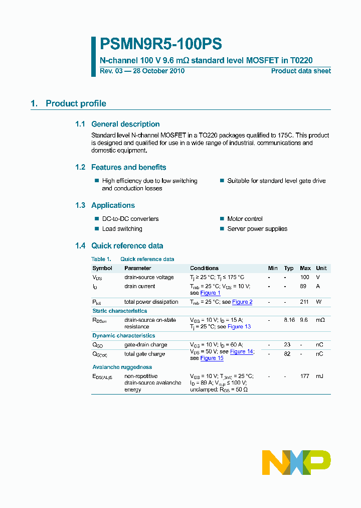 PSMN9R5-100PS_3891830.PDF Datasheet