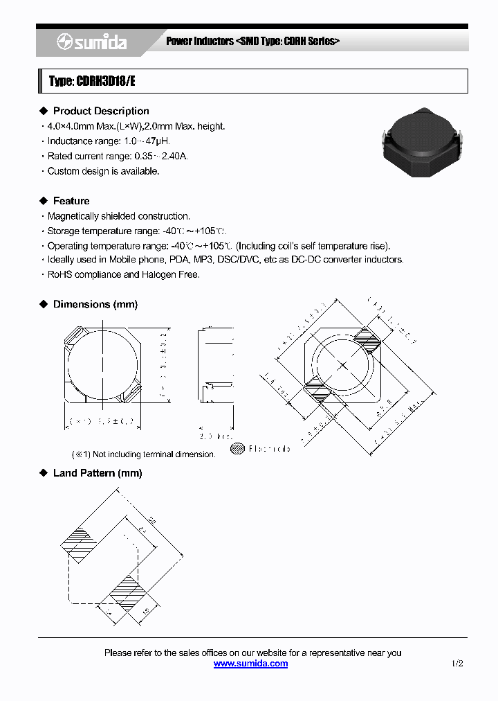 CDRH3D18ENP-4R7NB_3897839.PDF Datasheet