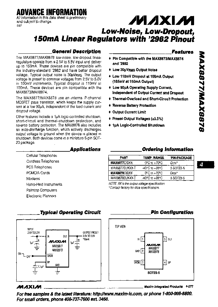 MAX8878EUK27-T_3899686.PDF Datasheet