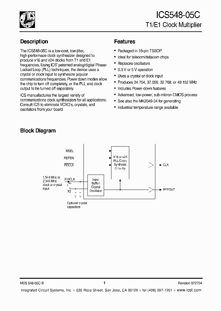 ICS548G-05CLF_3899772.PDF Datasheet