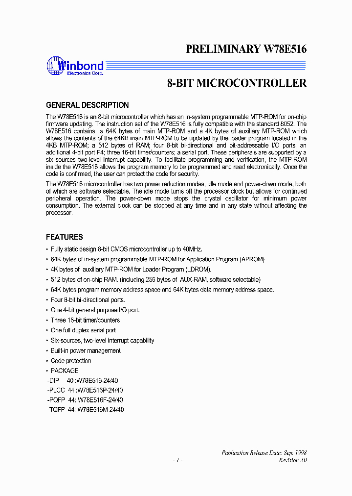 W78E516F-2440_3899618.PDF Datasheet